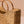 Water hyacinth rectangular woven straw tote bag with wooden bead handles