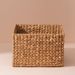 Medium water hyacinth storage basket in light brown seagrass weave